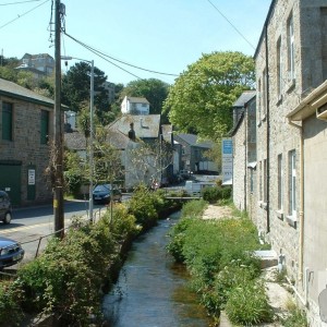 Looking up towards Harveys and St Peter's Church, Newlyn
