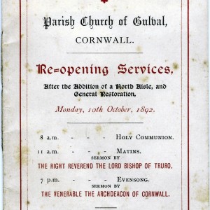 Parish Church of Gulval Re-Opening 1892