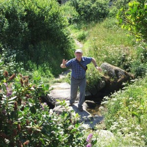 My son took this one of me on the old clapper bridge at Penberth